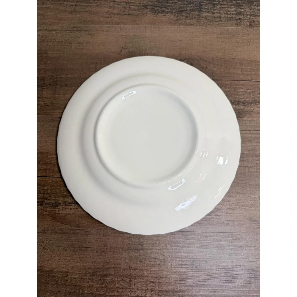 4 VTG 70s Johnson Brothers Snowhite Regency Dinner Plates White Swirl